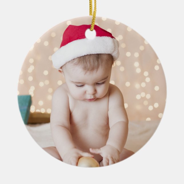 Personalised Photo and Text Custom Christmas Ceramic Tree Decoration (Front)