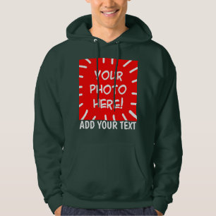 Personalised photo and text Dark Green Hoodie