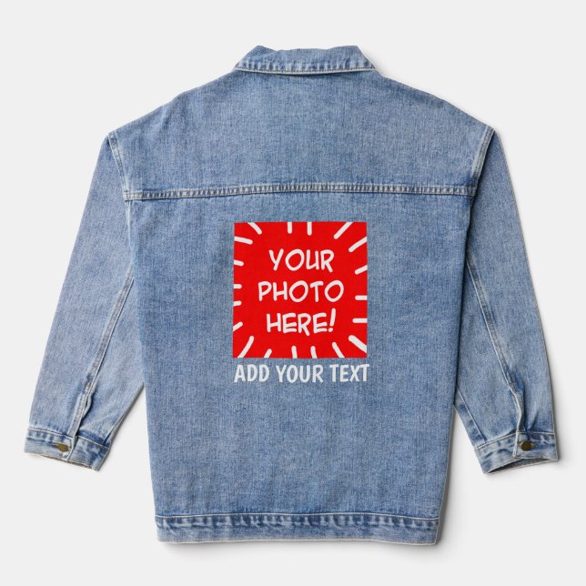 Personalised photo and text denim jacket (Back)