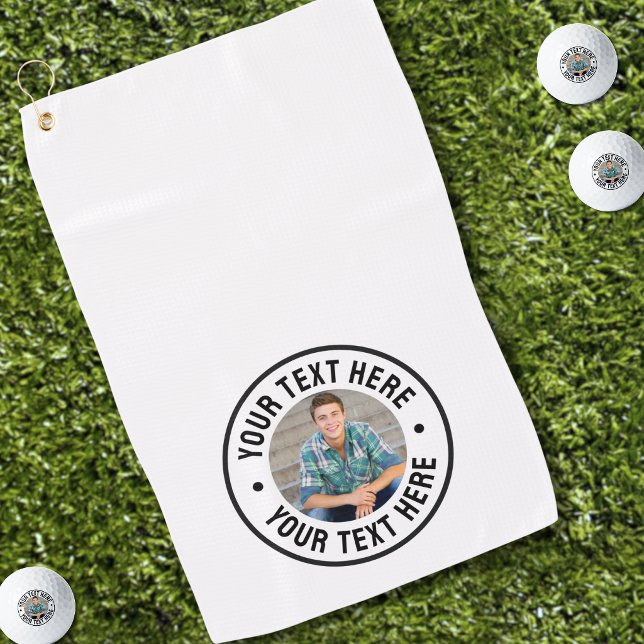 Personalised Photo And Text Golf Towel (Create your Own Photo Golf Towel )