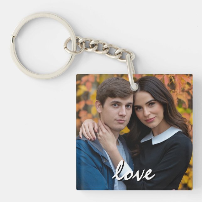 Personalised Photo and Text Happy Valentine's Day Key Ring (Front)
