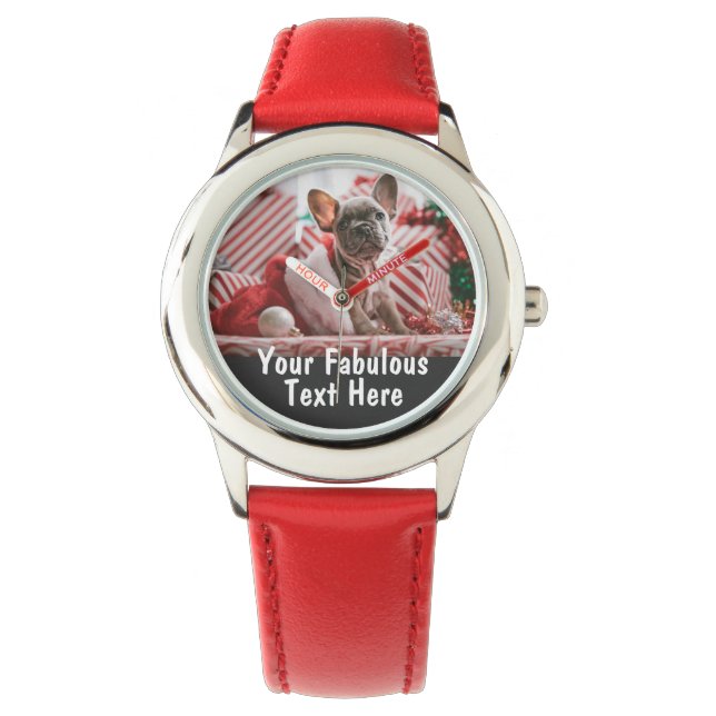Personalised Photo and Text Hearts Watch (Front)