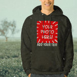 Personalised photo and text hoodie<br><div class="desc">Create your own unique hoodie design with this Personalised black Photo and Text Hoodie template. Make your own stylish and funny gift by adding your custom photos, text and any image, on front and / or back. Choose between thousand font styles and make your own typography design, add geometric shapes...</div>