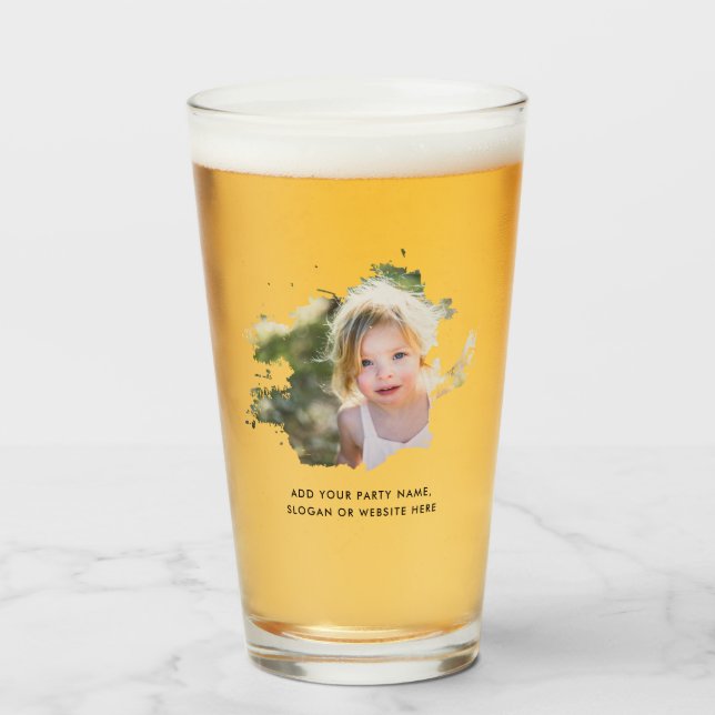 Personalised Photo and Text Ink Spot Beer Glass (Front Filled)