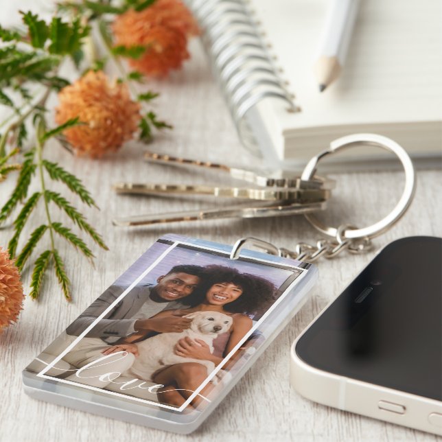 Personalised Photo and Text Key Ring (Front Right)