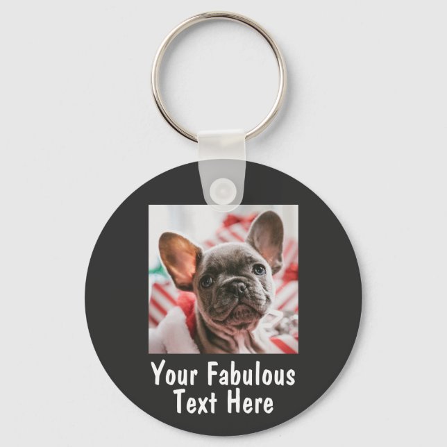 Personalised photo and text key ring (Front)