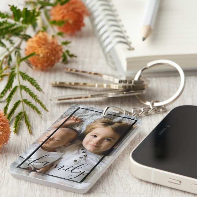 Personalised Photo and Text Key Ring (Front Right)