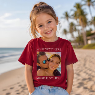 Personalised Photo and Text Maroon T-Shirt