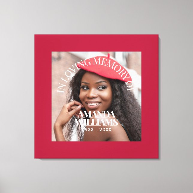 Personalised Photo and Text Memorial Red Canvas Print (Front)