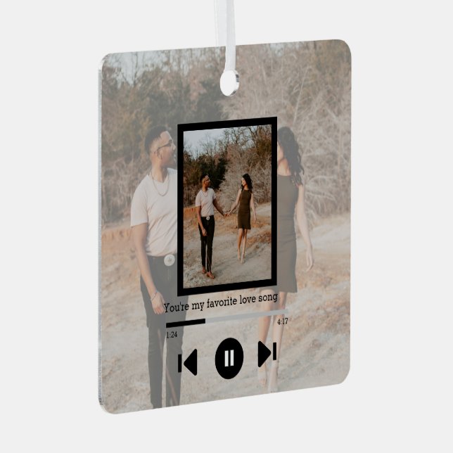 Personalised Photo and Text Music Player Metal Tree Decoration (Front Right)
