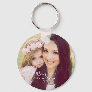 Personalised Photo and Text Names & Date Key Ring