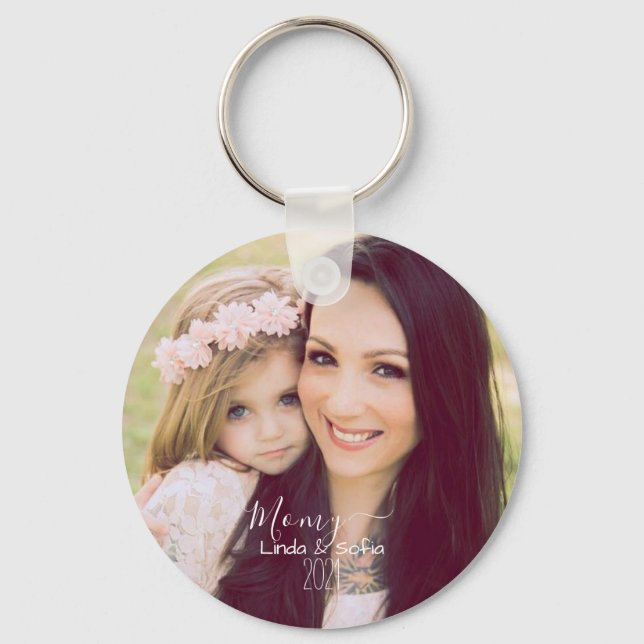 Personalised Photo and Text | Names & Date  Key Ring (Front)
