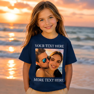 Personalised Photo and Text Navy Blue T-Shirt