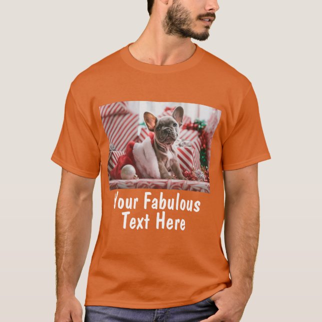 Personalised Photo and Text Orange T-Shirt (Front)