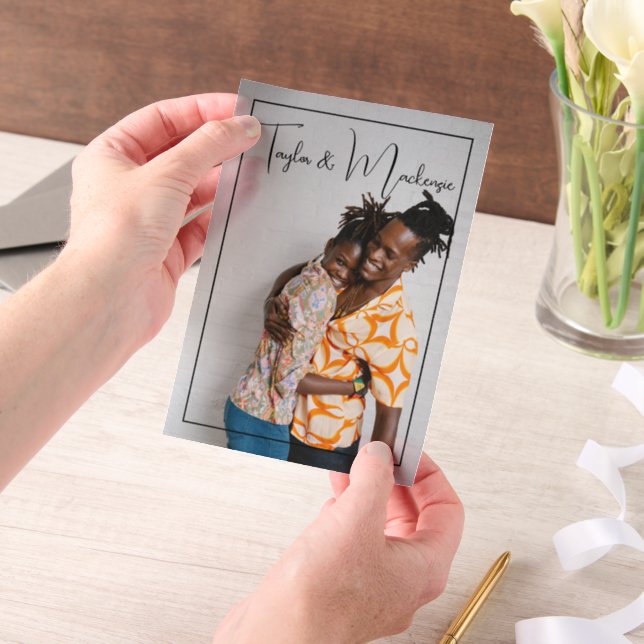 Personalised Photo and Text Overlay Vellum Invitations (Handheld)