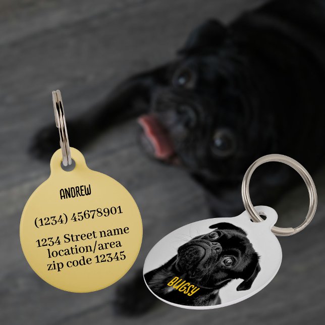 Personalised photo and text pet tag (Creator Uploaded)
