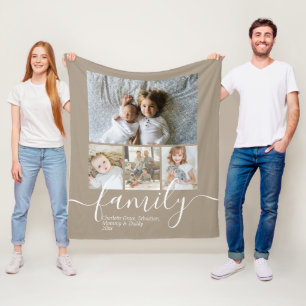 Personalised Photo and Text Photo Collage Family Fleece Blanket