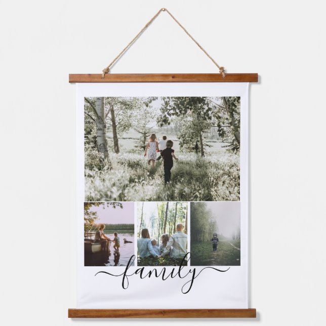 Personalised Photo and Text Photo Collage Family Hanging Tapestry (Front)