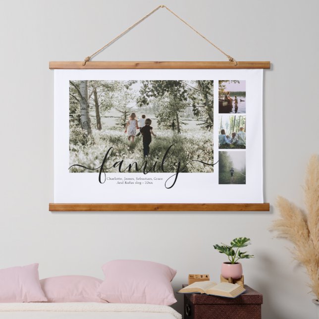 Personalised Photo and Text Photo Collage Family Hanging Tapestry (Bedroom)