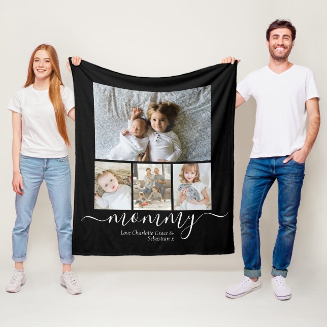Personalised Photo and Text Photo Collage Fleece Blanket (In Situ)