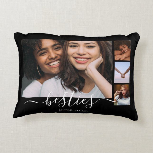 Personalised Photo and Text Photo Collage Friends Decorative Cushion (Back)