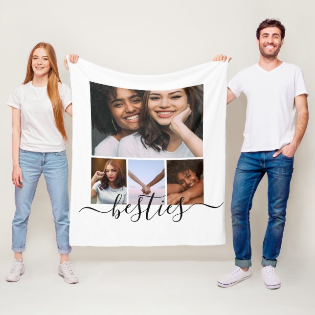 Personalised Photo and Text Photo Collage Friends Fleece Blanket (In Situ)