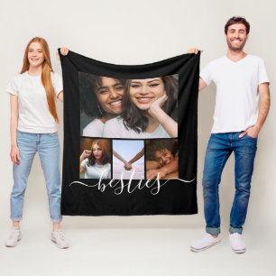 Personalised Photo and Text Photo Collage Friends Fleece Blanket
