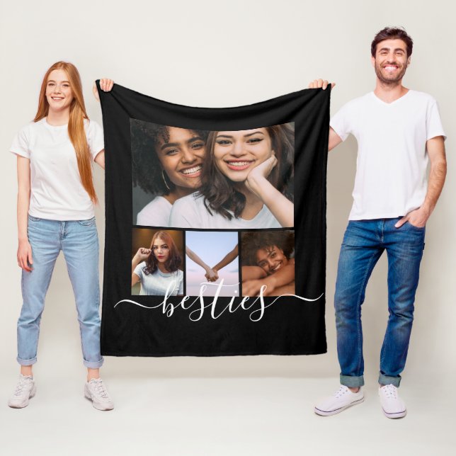 Personalised Photo and Text Photo Collage Friends Fleece Blanket (In Situ)