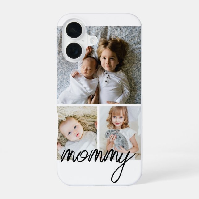 Personalised Photo and Text Photo Collage iPhone 16 Case (Back)