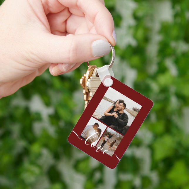 Personalised Photo and Text Photo Collage  Key Ring (Hand)