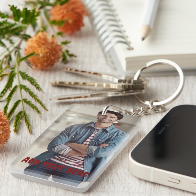 Personalised Photo and Text Photo Collage Key Ring (Front Right)