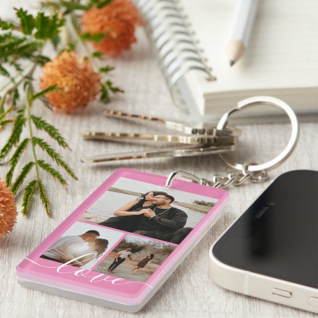 Personalised Photo and Text Photo Collage Key Ring (Front Right)