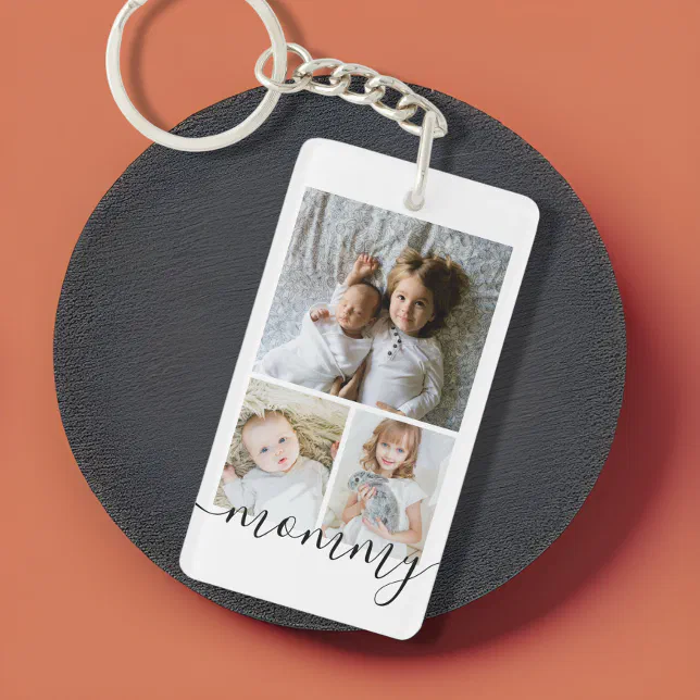 Personalised Photo and Text Photo Collage Key Ring Zazzle
