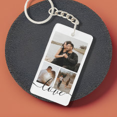 Personalised Photo And Text Photo Collage  Key Ring at Zazzle