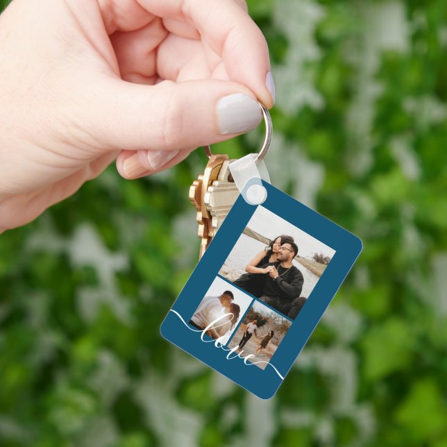 Personalised Photo and Text Photo Collage Key Ring (Hand)