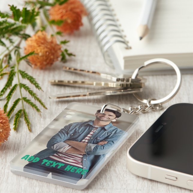 Personalised Photo and Text Photo Collage Key Ring (Front Right)