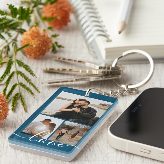 Personalised Photo and Text Photo Collage Key Ring (Front Right)