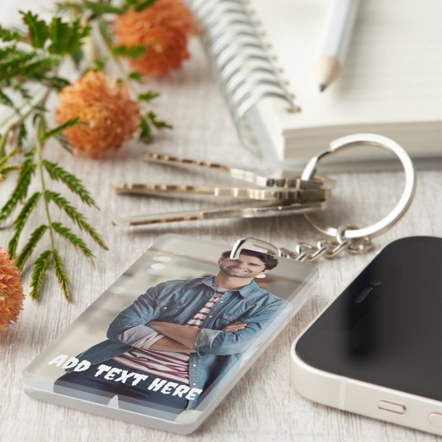 Personalised Photo and Text Photo Collage Key Ring (Front Right)