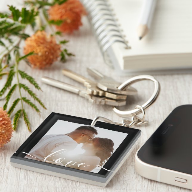 Personalised Photo and Text Photo Collage Keychain (Front Right)