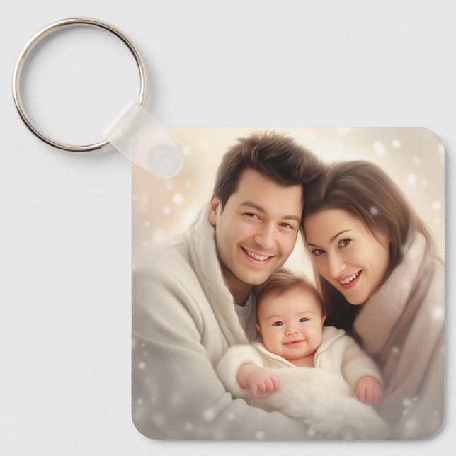 Personalised Photo and Text Photo Collage Keychain (Front)