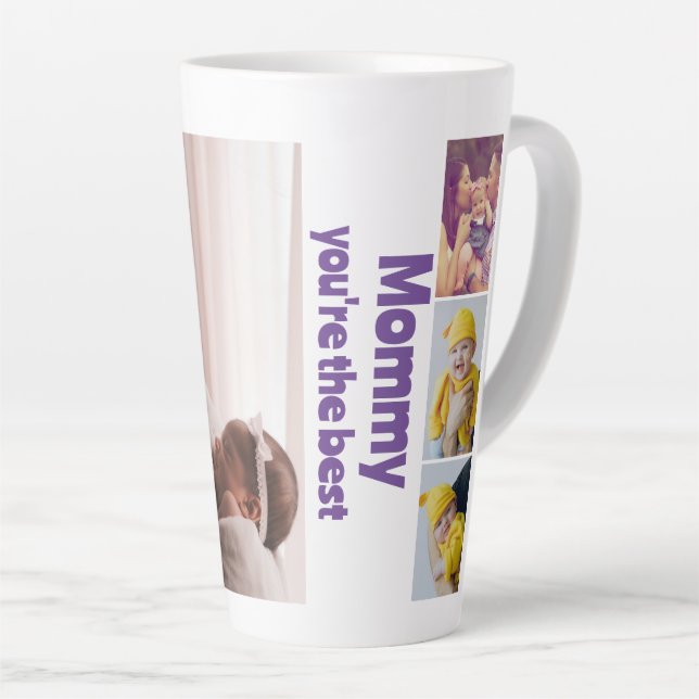 Personalised Photo and Text Photo Collage Latte Mug (Right Angle)