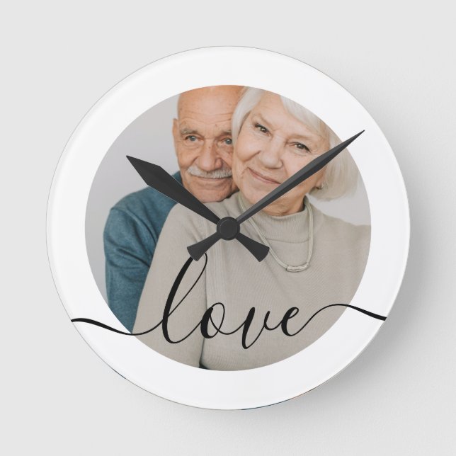 Personalised Photo and Text Photo Round Clock (Front)