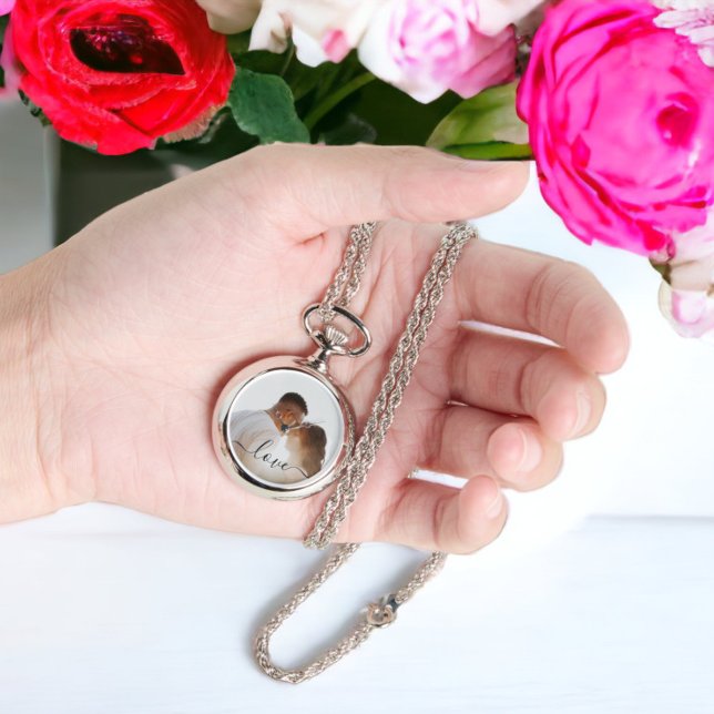 Personalised Photo and Text Photo Watch (Personalized Photo and Text Photo Watch necklace from Ricaso. Add your own photograph)