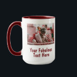 Personalised Photo and Text Red Mug<br><div class="desc">Personalised Your Photo and Text Christmas REd Coffee Mug. Any font,  any background,  any image format and sizes.</div>