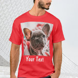 Personalised Photo and Text Red T-Shirt<br><div class="desc">Personalised Repeating Photo and Text Red T-Shirt</div>