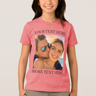 Personalised Photo and Text Red Tri-Blend Shirt