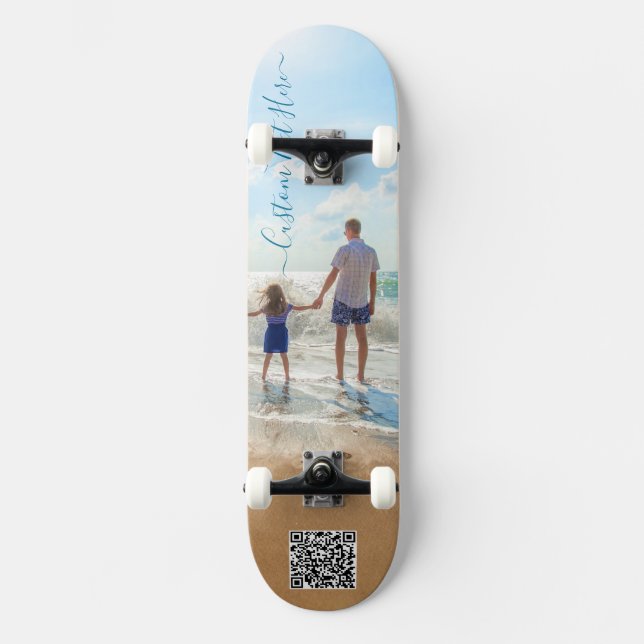 Personalised Photo and Text Skateboard and QR Code (Front)