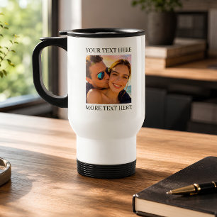 Personalised Photo and Text Travel Mug