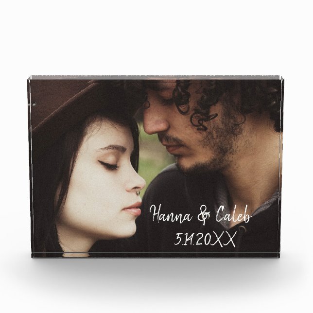 Personalised Photo and Wedding Date Anniversary Block (Front)