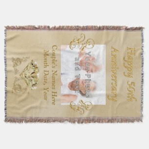 Personalised Photo Anniversary Blanket, 50 Years Throw Blanket